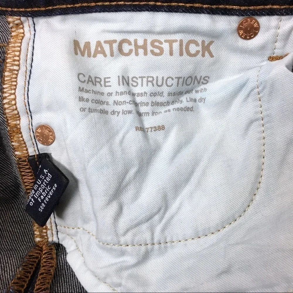 J CREW Jeans Matchstick Straight Leg Ultra Dark Wash Stretch Denim 29S Short